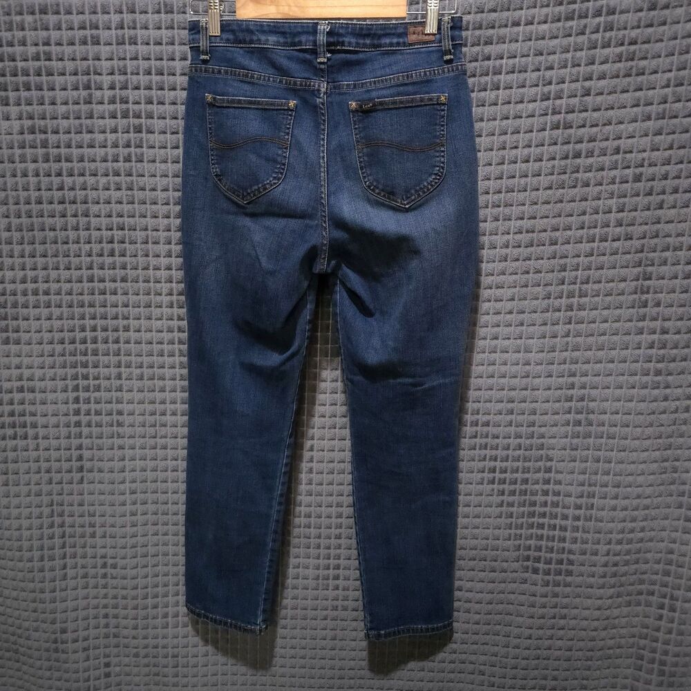 Dark Wash High Rise Jeans 8P 30x30 Women Slimming Stretch Relaxed Casual Comfort - Picture 10 of 16